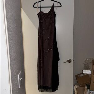 BCBGMaxAzria Black and Burgundy Asymmetrical Dress